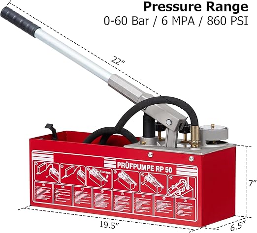 Hydraulic Pressure Test Pump 860PSI 3 Gallon Tank punp